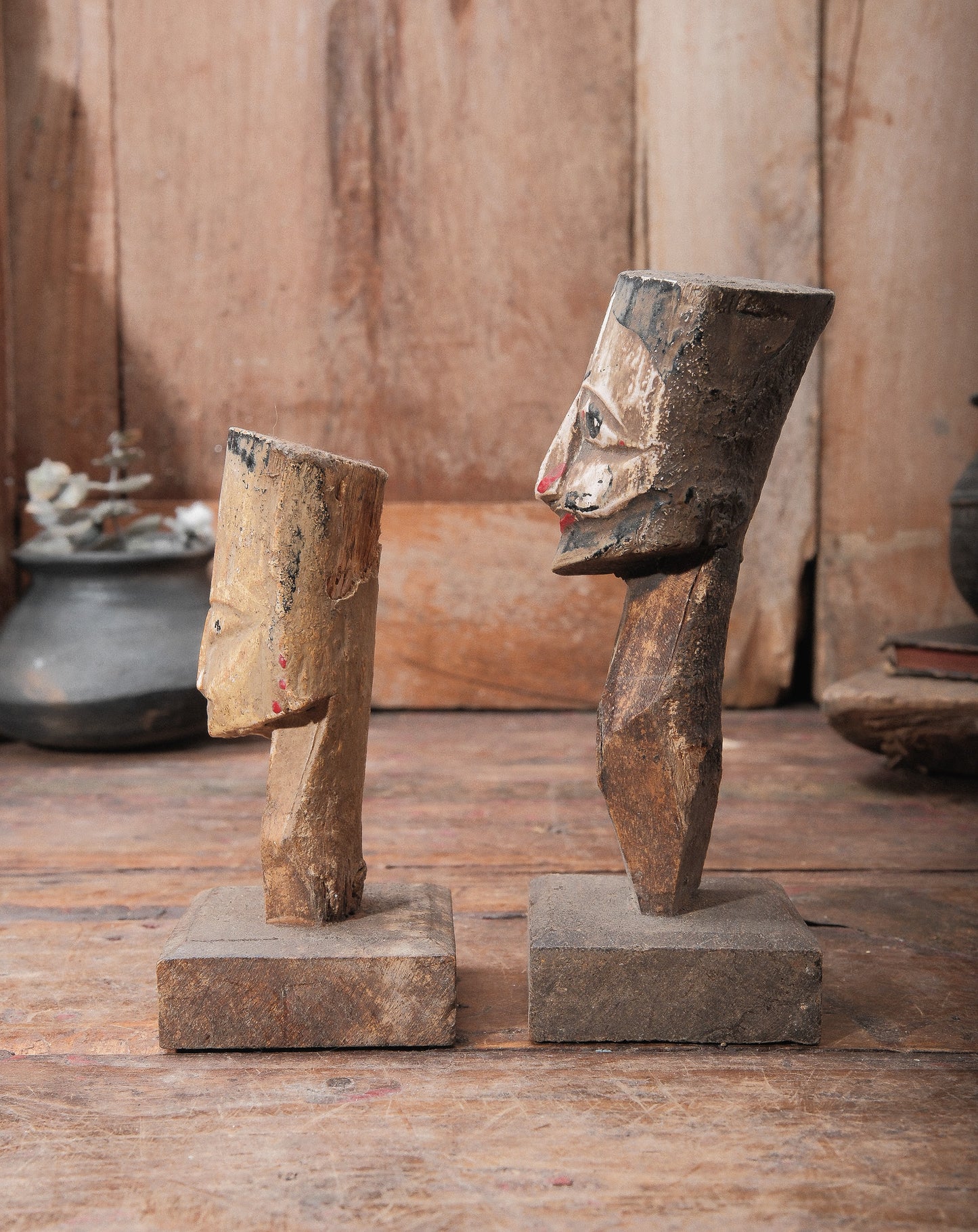 Vintage Hand Carved Wooden Figure | Folk Art Sculpture