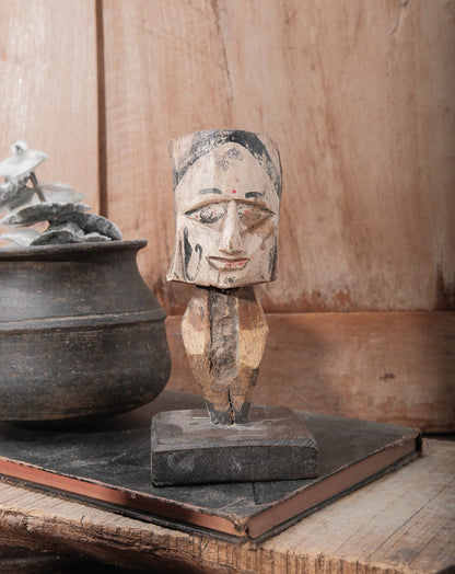 Vintage Hand Carved Wooden Figure | Folk Art Sculpture
