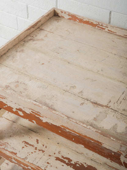 Painted Indian Wooden Shelving Table with Original Distressed Finish