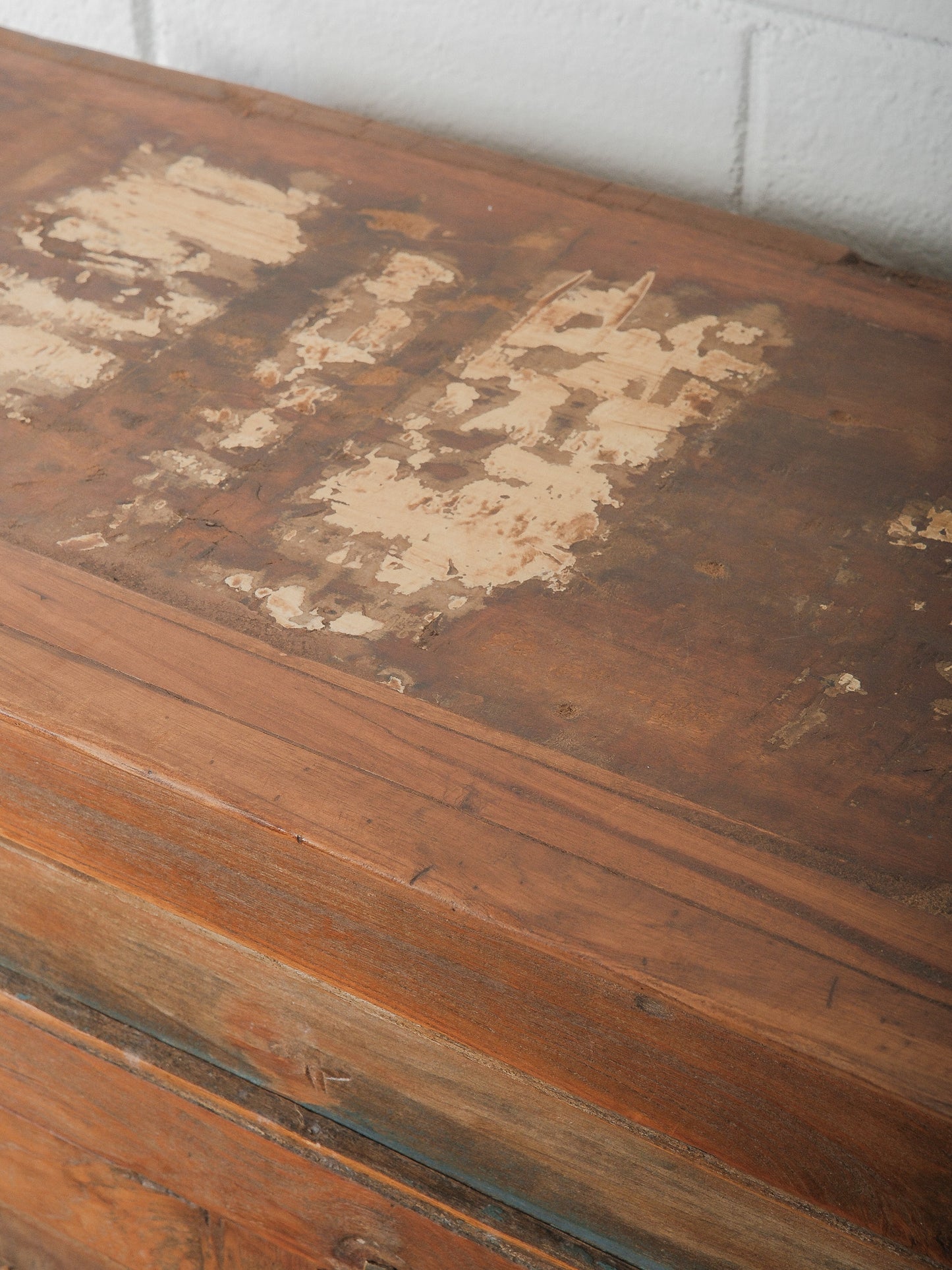 Wooden Storage Cabinet with Paneled Doors and Original Patina