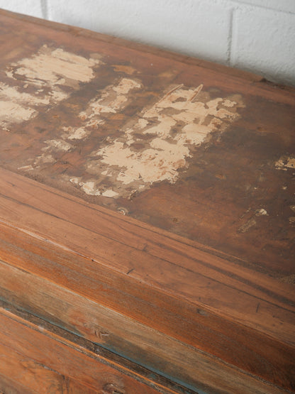 Wooden Storage Cabinet with Paneled Doors and Original Patina