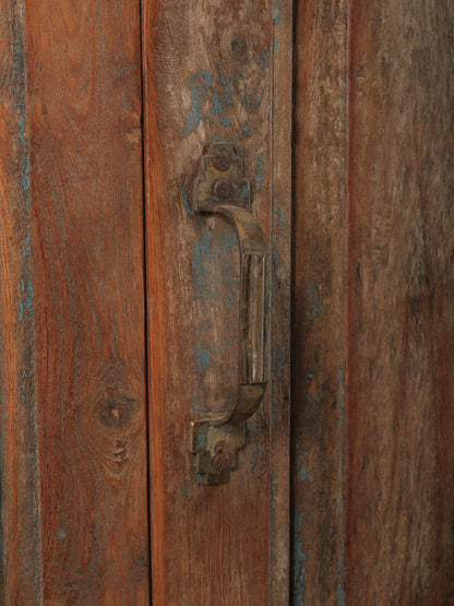 Wooden Storage Cabinet with Paneled Doors and Original Patina