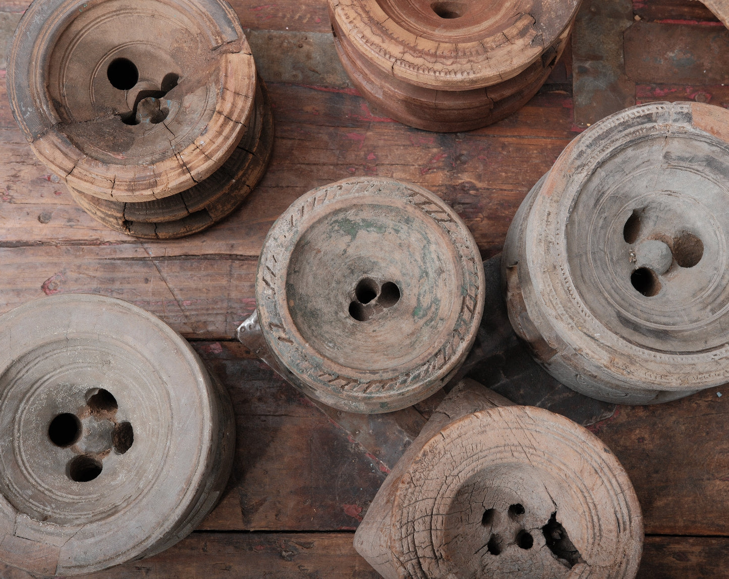 Primitive Juicer Wooden Candle Holders