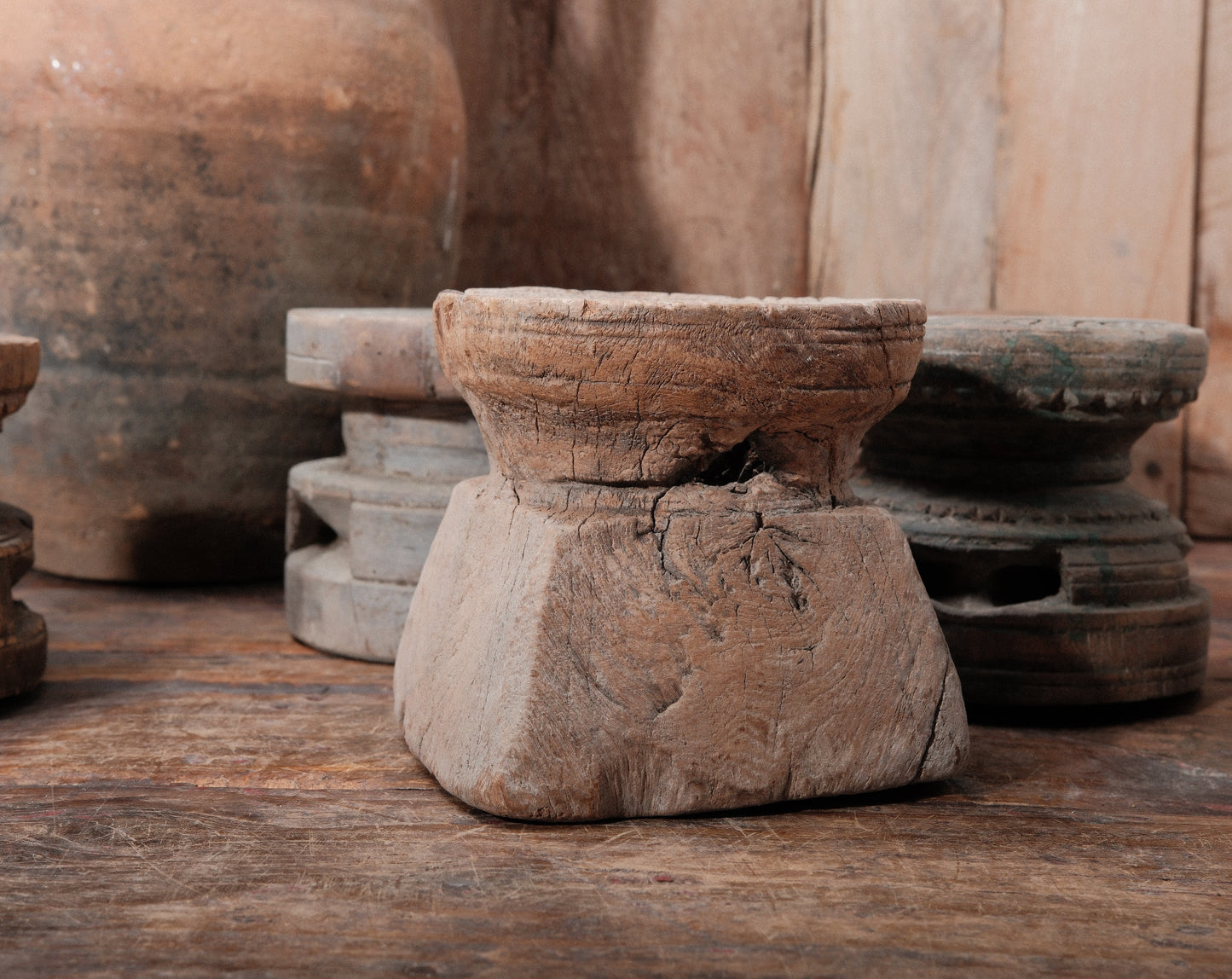 Primitive Juicer Wooden Candle Holders
