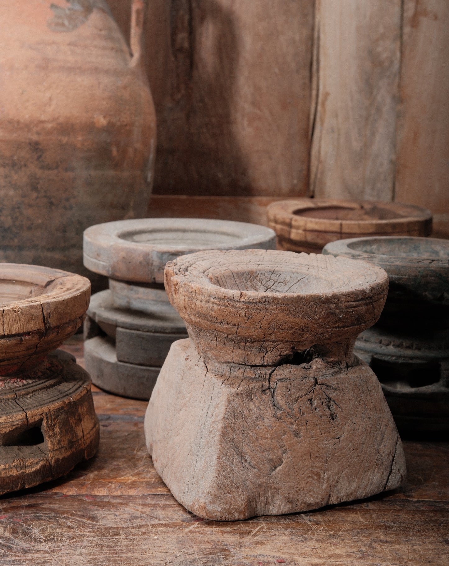 Primitive Juicer Wooden Candle Holders