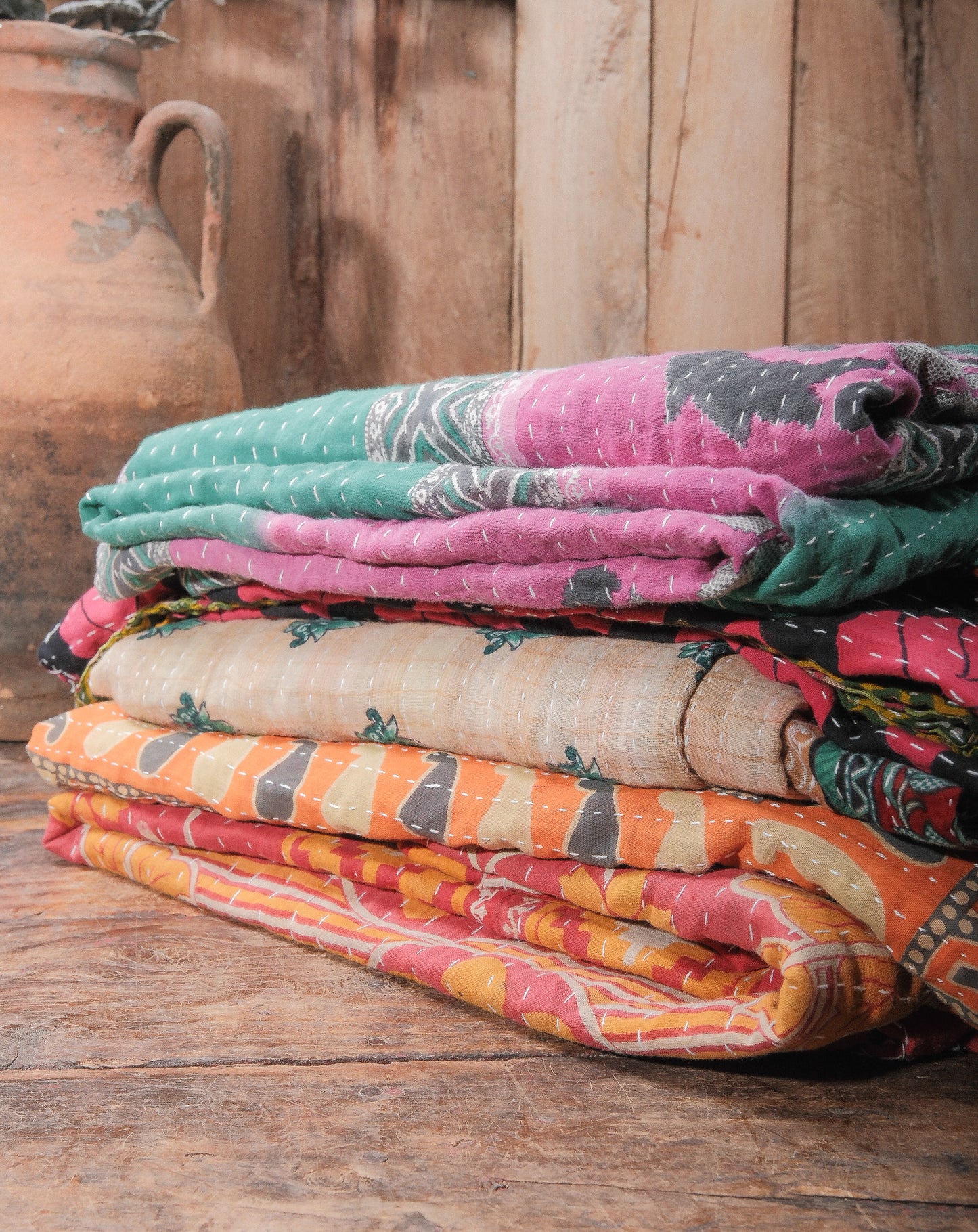 Hand-Stitched Kantha Quilt