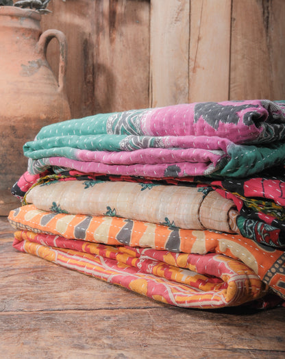 Hand-Stitched Kantha Quilt