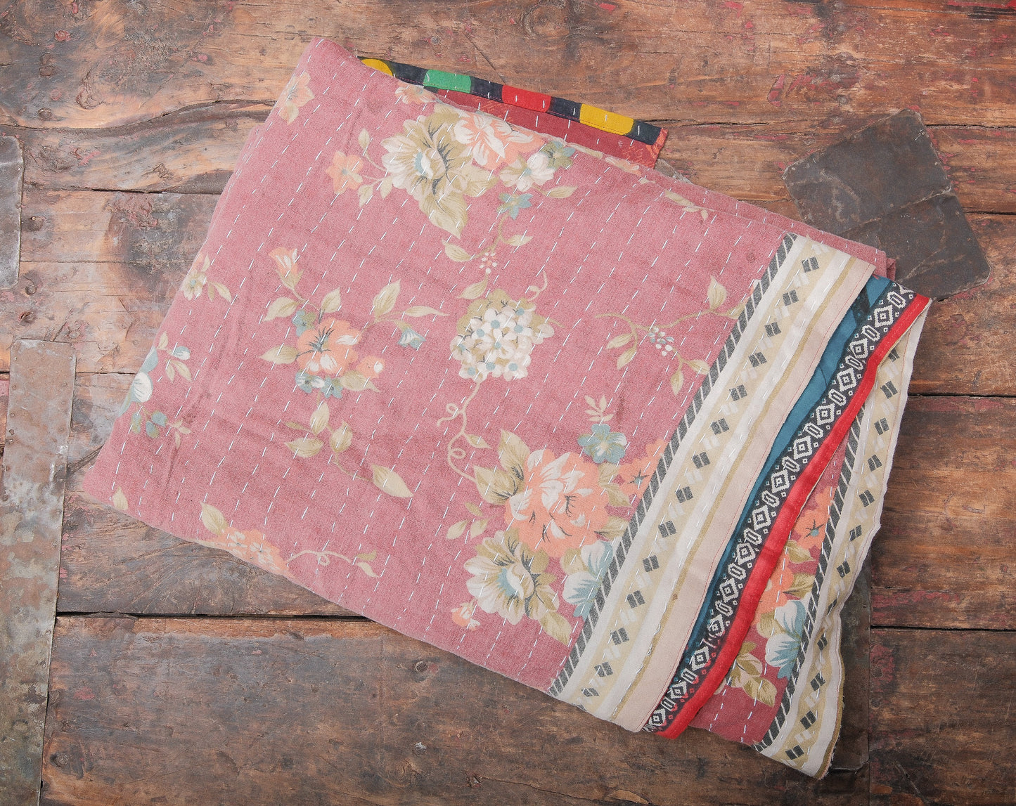Hand-Stitched Kantha Quilt