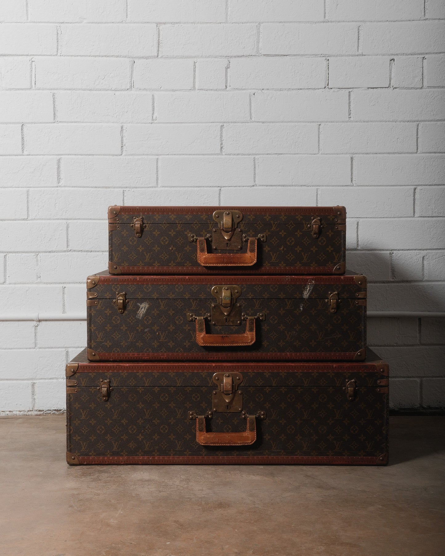 Louis Vuitton Monogram Macassar Square Handled Alzer Cases Set of 3