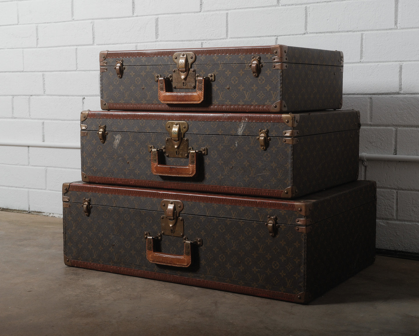 Louis Vuitton Monogram Macassar Square Handled Alzer Cases Set of 3