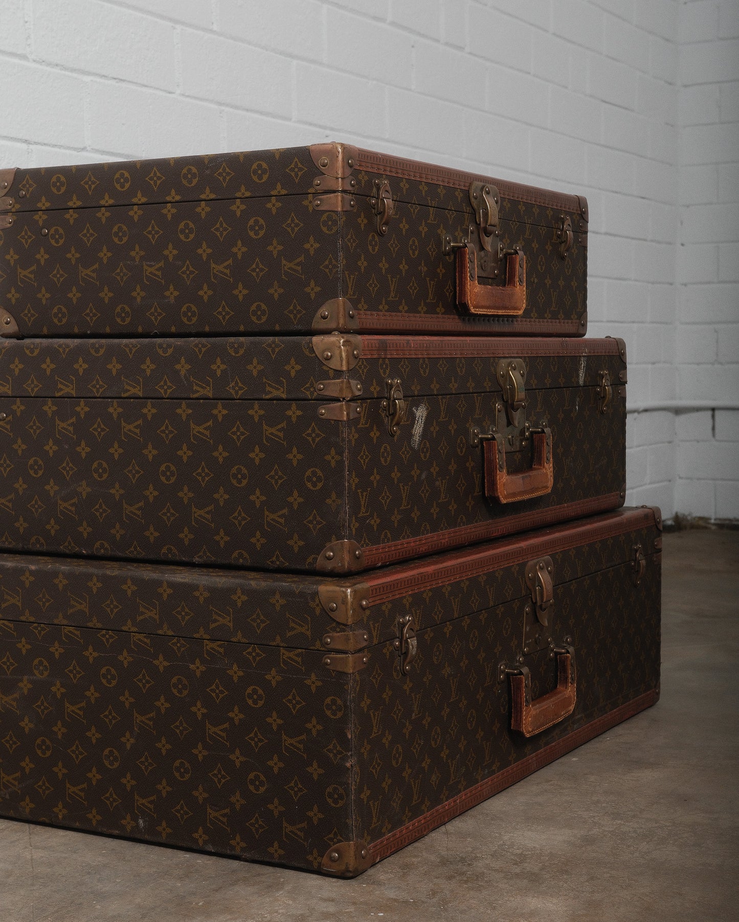 Louis Vuitton Monogram Macassar Square Handled Alzer Cases Set of 3