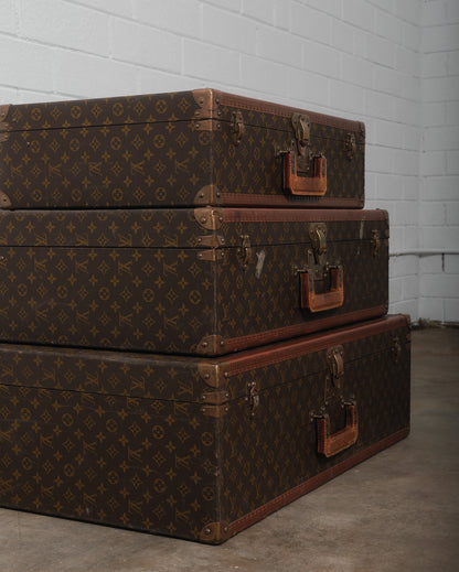 Louis Vuitton Monogram Macassar Square Handled Alzer Cases Set of 3