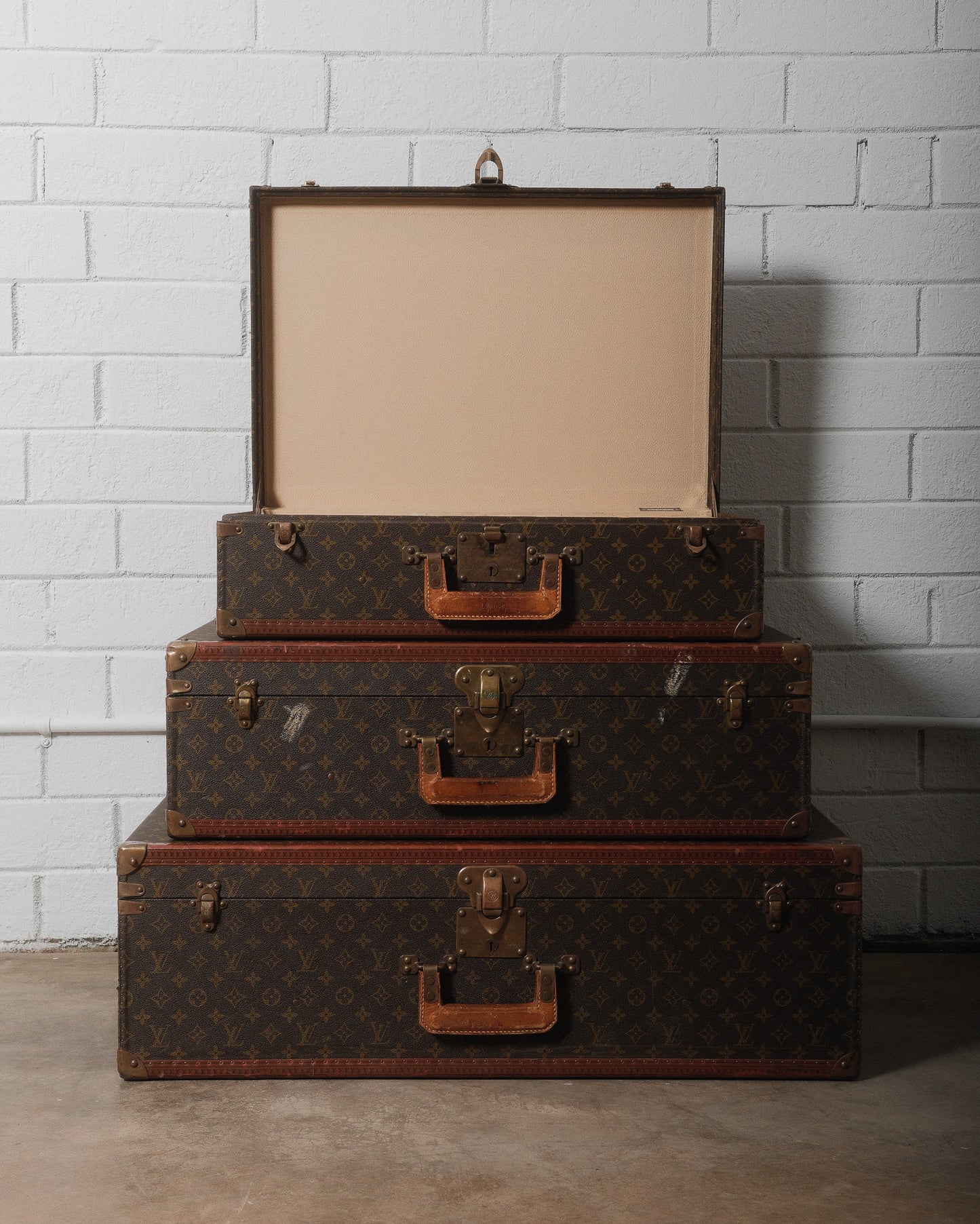 Louis Vuitton Monogram Macassar Square Handled Alzer Cases Set of 3