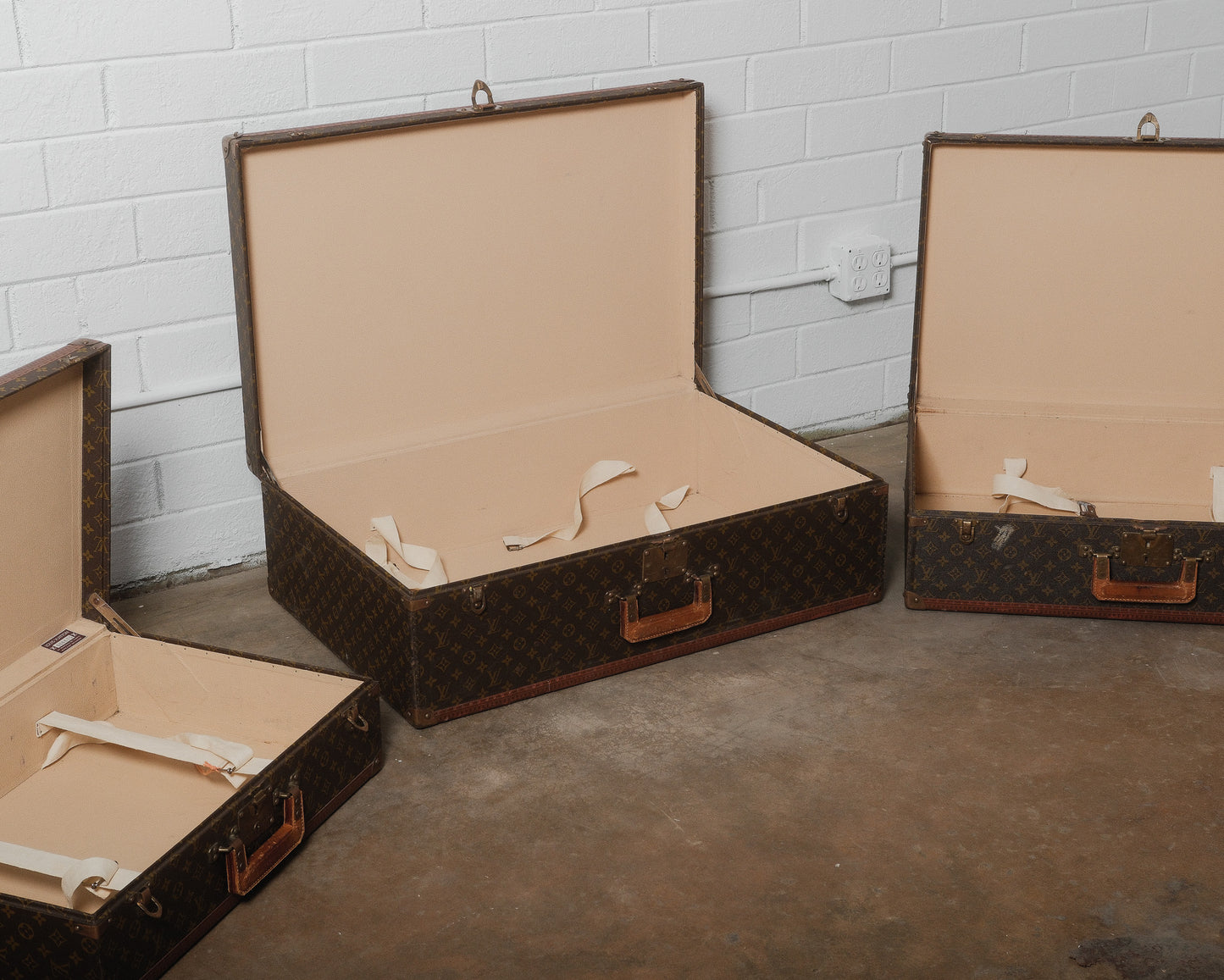 Louis Vuitton Monogram Macassar Square Handled Alzer Cases Set of 3