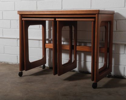 Vintage Teak Triform Nesting Tables by McIntosh Set of 3