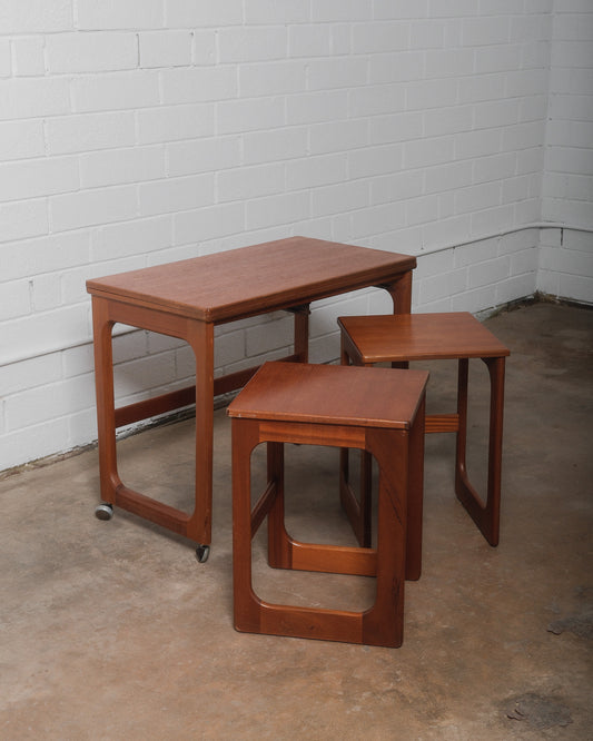Vintage Teak Triform Nesting Tables by McIntosh Set of 3