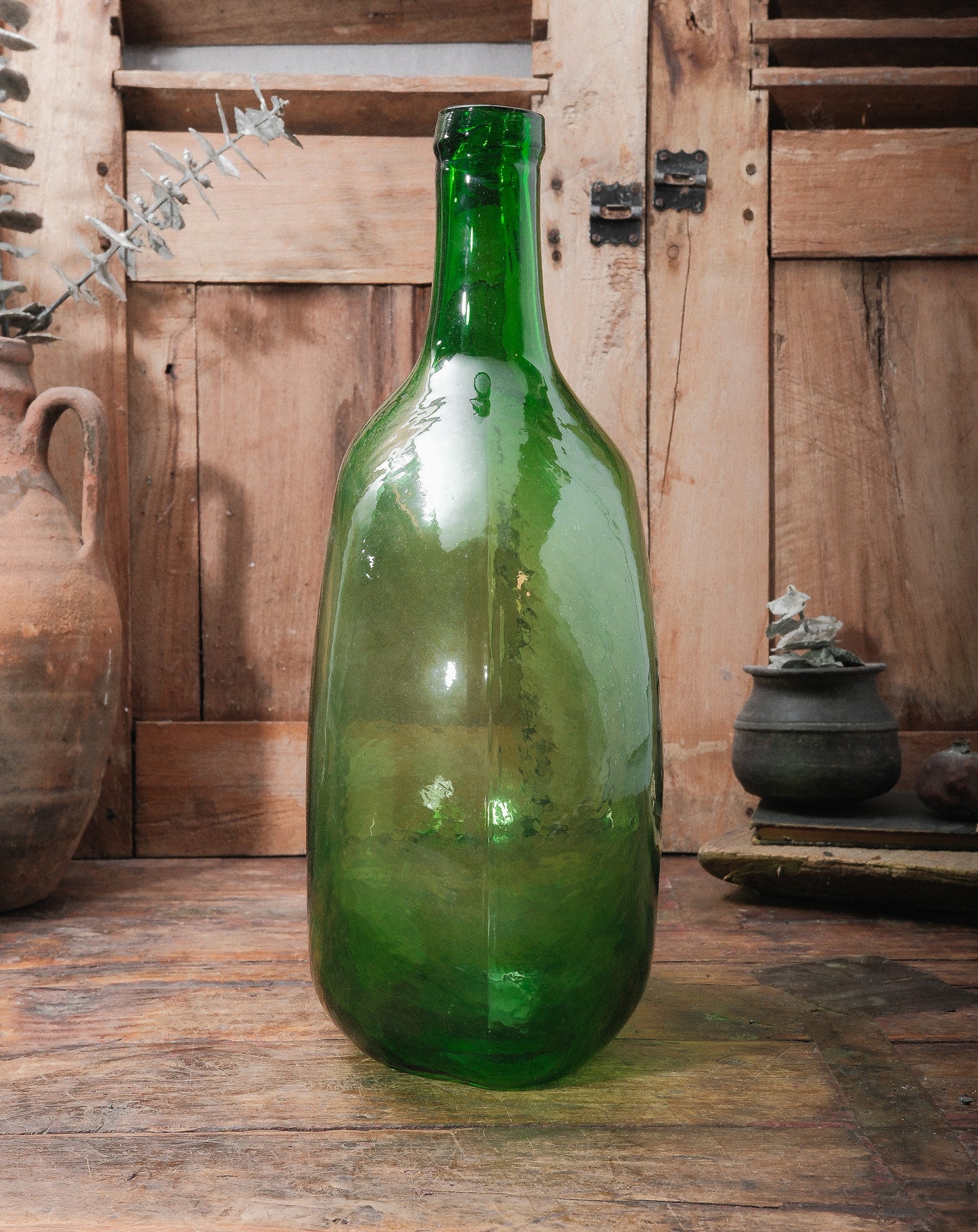 Green Glass Demijohn Wine Vessel