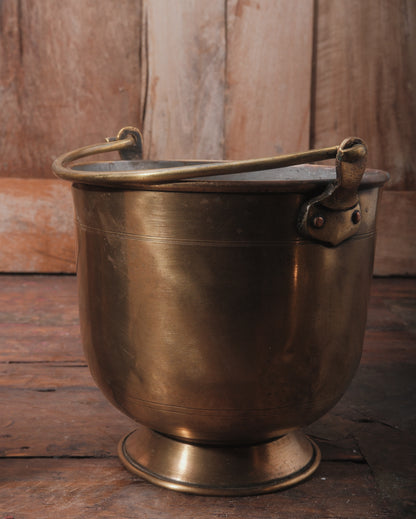 Vintage Indian Brass Ice Bucket with Handle