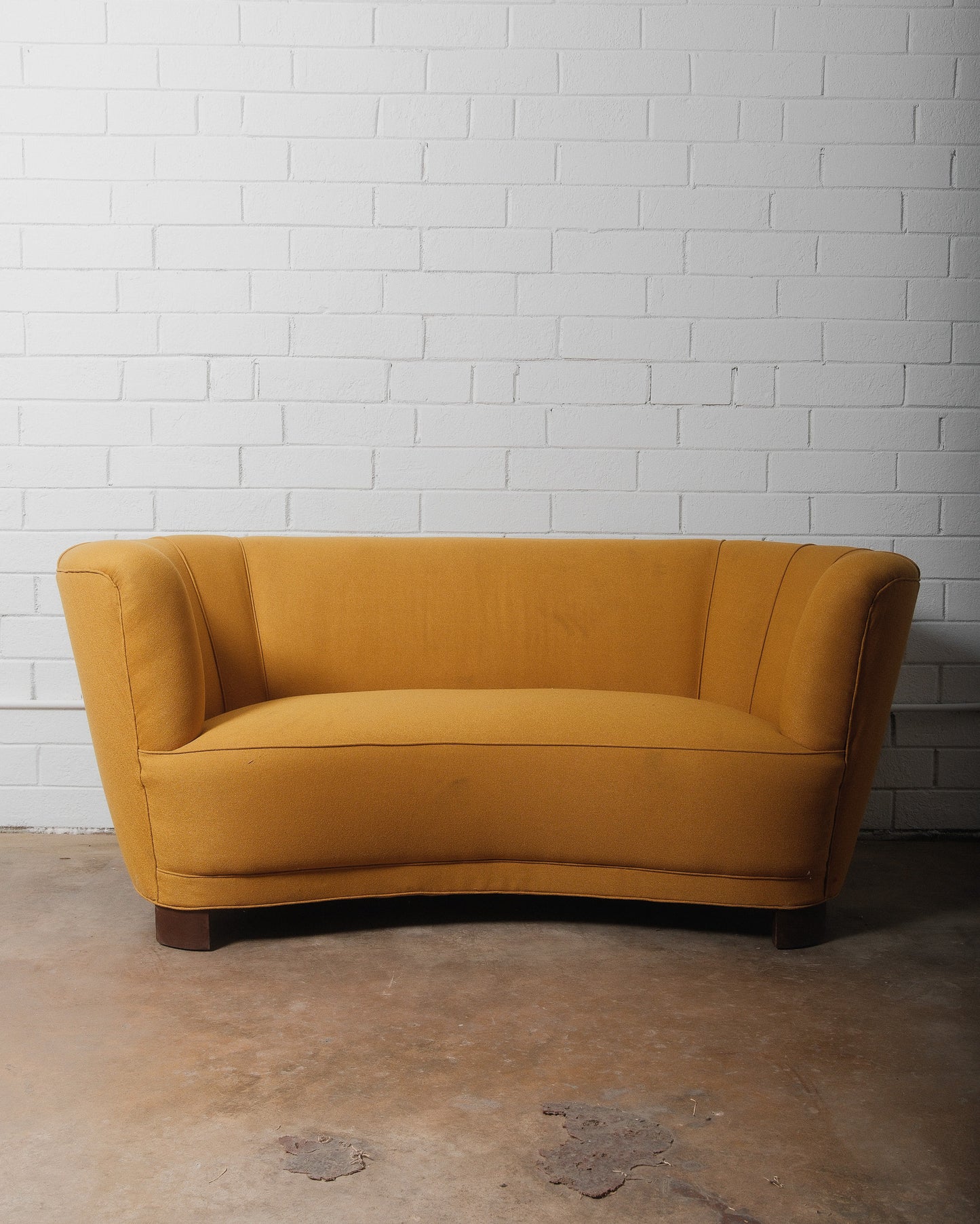 Yellow Danish Curved Banana Sofa 1940s