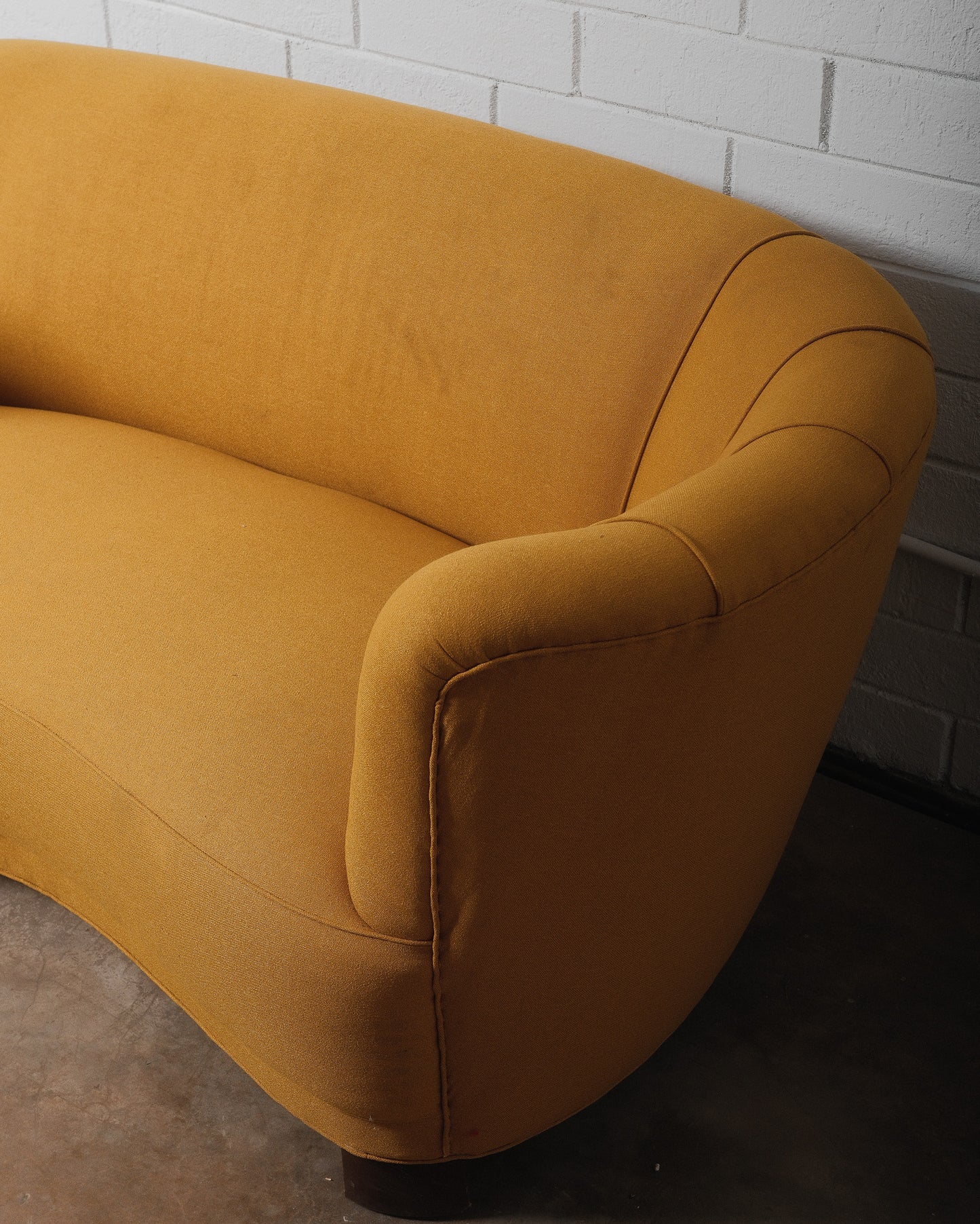 Yellow Danish Curved Banana Sofa 1940s