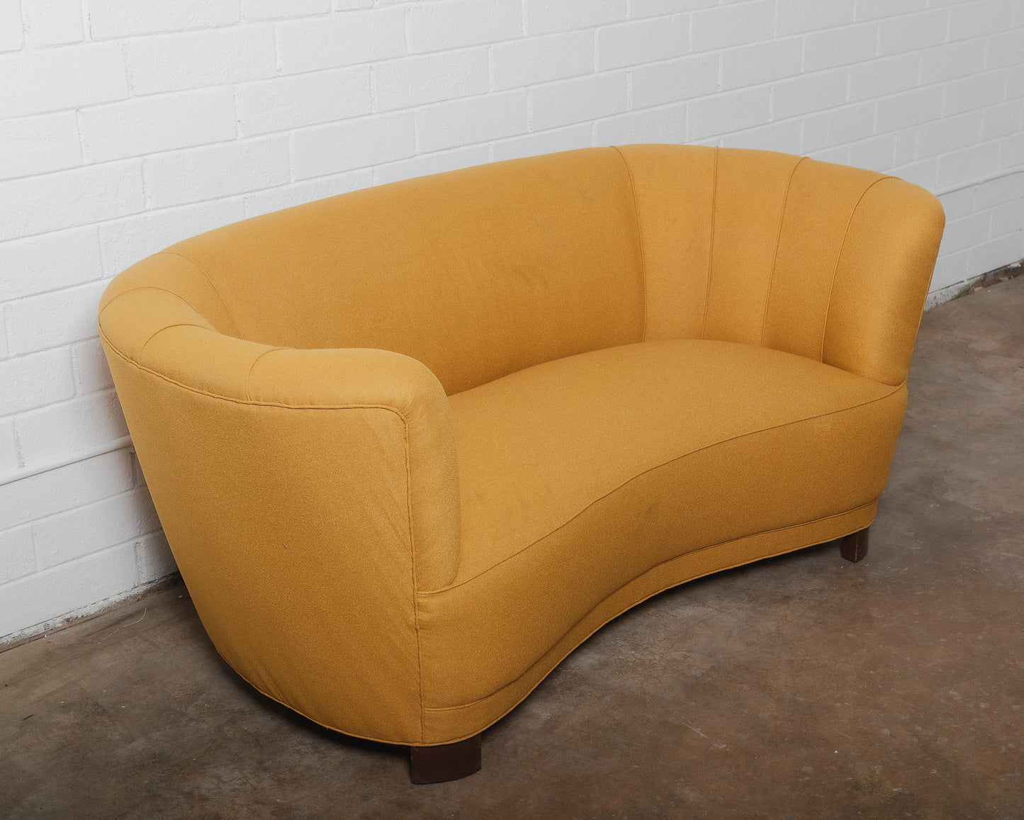 Yellow Danish Curved Banana Sofa 1940s