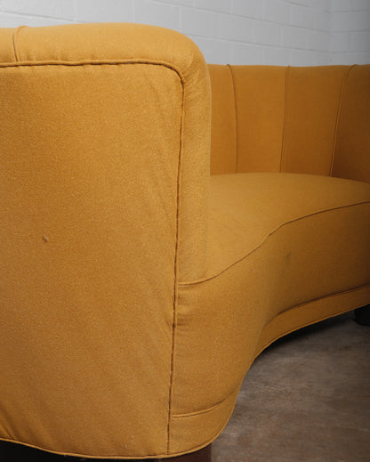 Yellow Danish Curved Banana Sofa 1940s