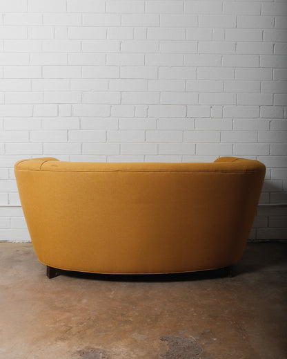 Yellow Danish Curved Banana Sofa 1940s