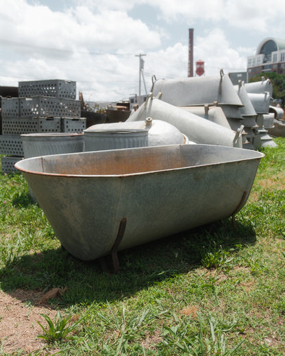 Vintage European Galvanized Bathtub | 1940s Cowboy Tub
