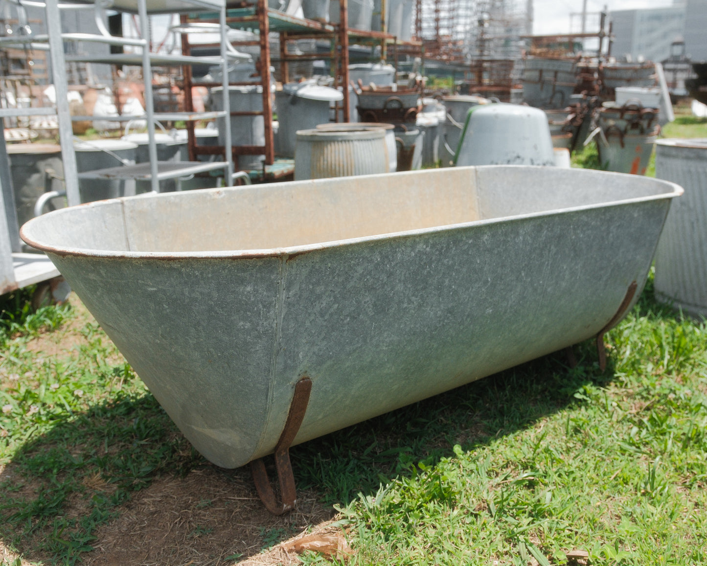 Vintage European Galvanized Bathtub | 1940s Cowboy Tub
