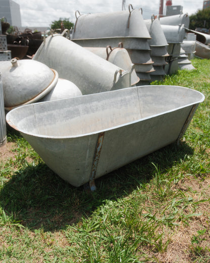 Vintage European Galvanized Bathtub | 1940s Cowboy Tub
