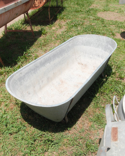 Vintage European Galvanized Bathtub | 1940s Cowboy Tub