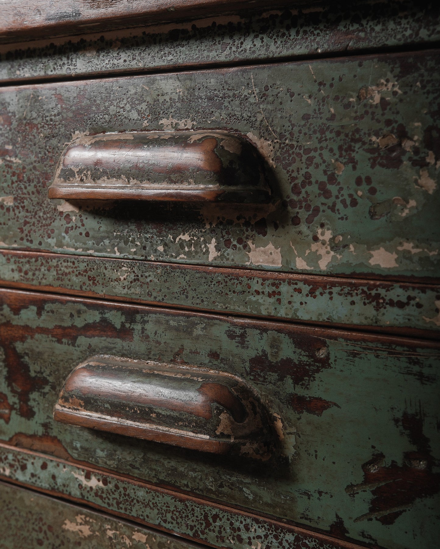 Rustic Industrial Aged Patina Wooden Desk with Metal Accents