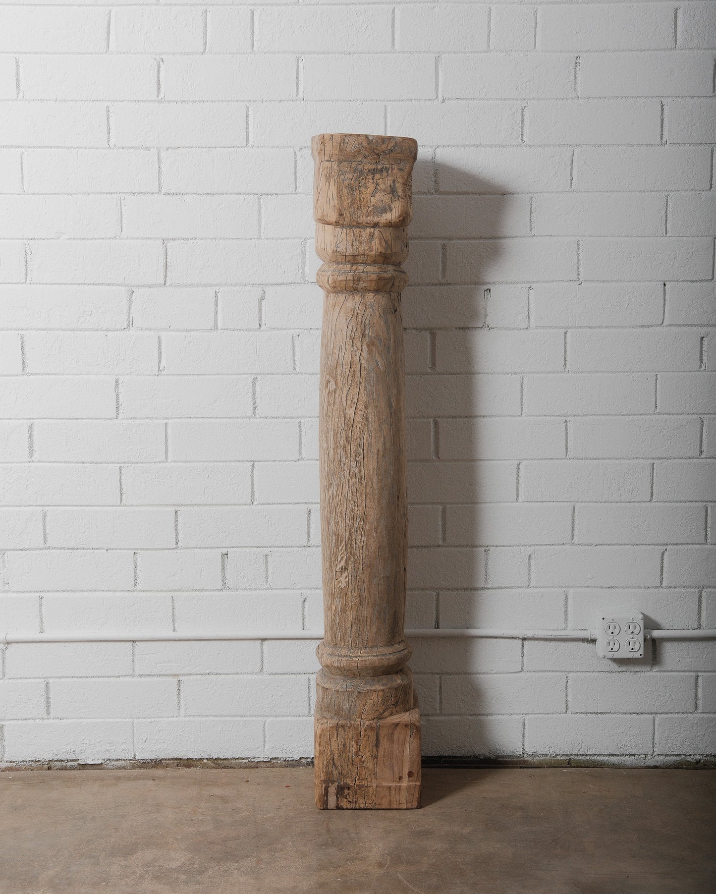 Hand-Carved Teak Wood Architectural Column