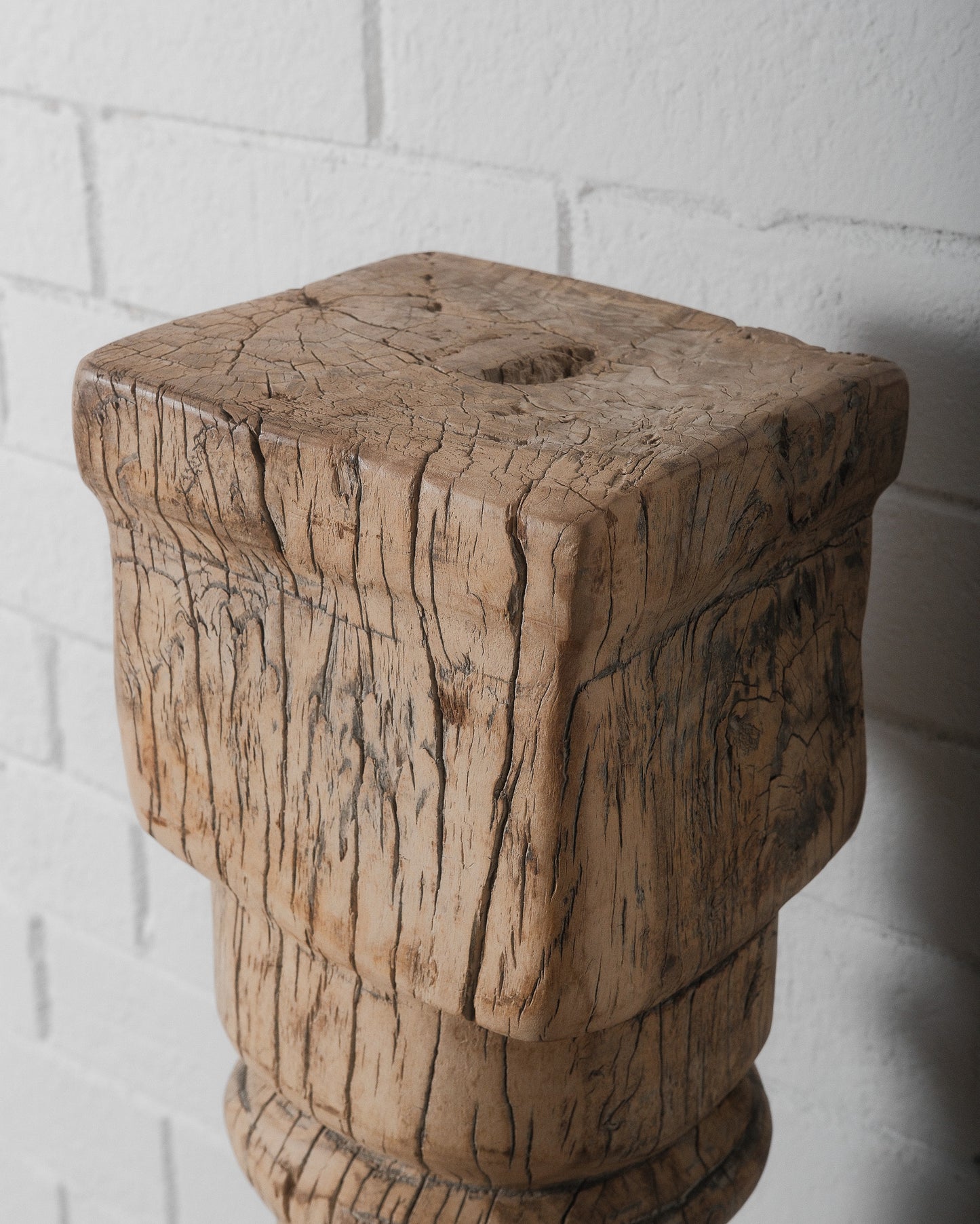 Hand-Carved Teak Wood Architectural Column