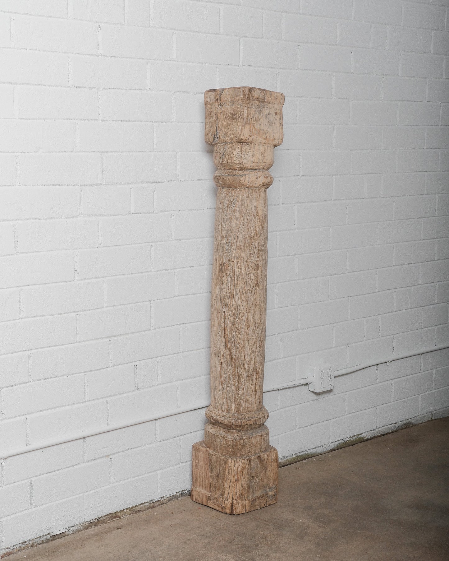 Hand-Carved Teak Wood Architectural Column