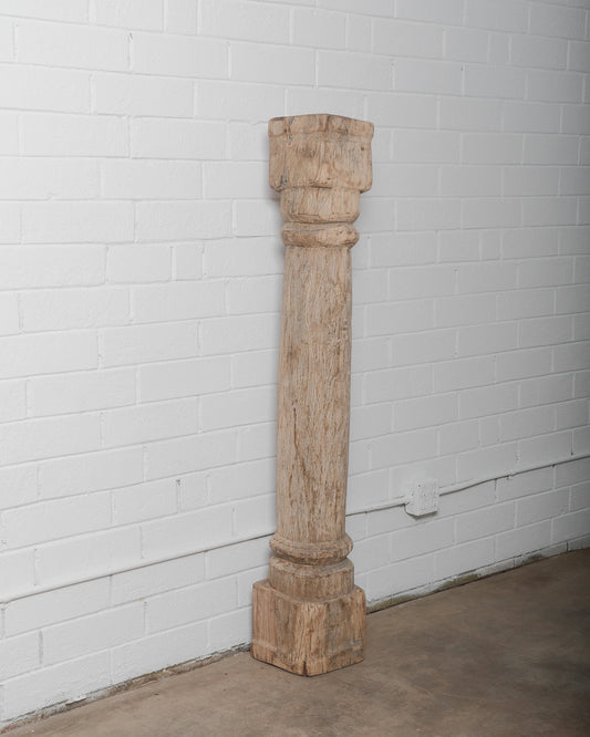 Hand-Carved Teak Wood Architectural Column