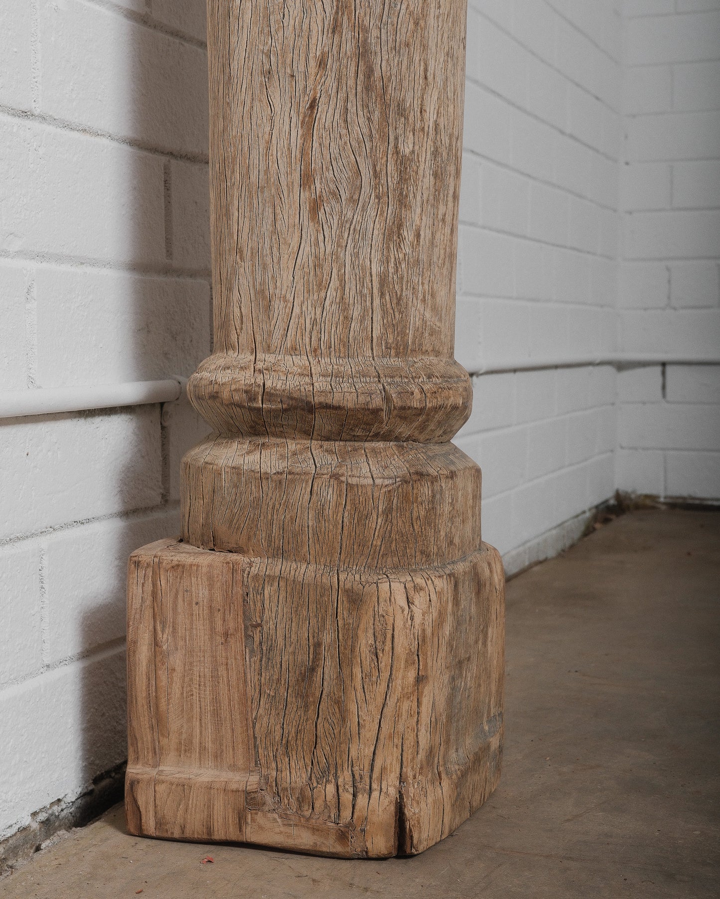 Hand-Carved Teak Wood Architectural Column