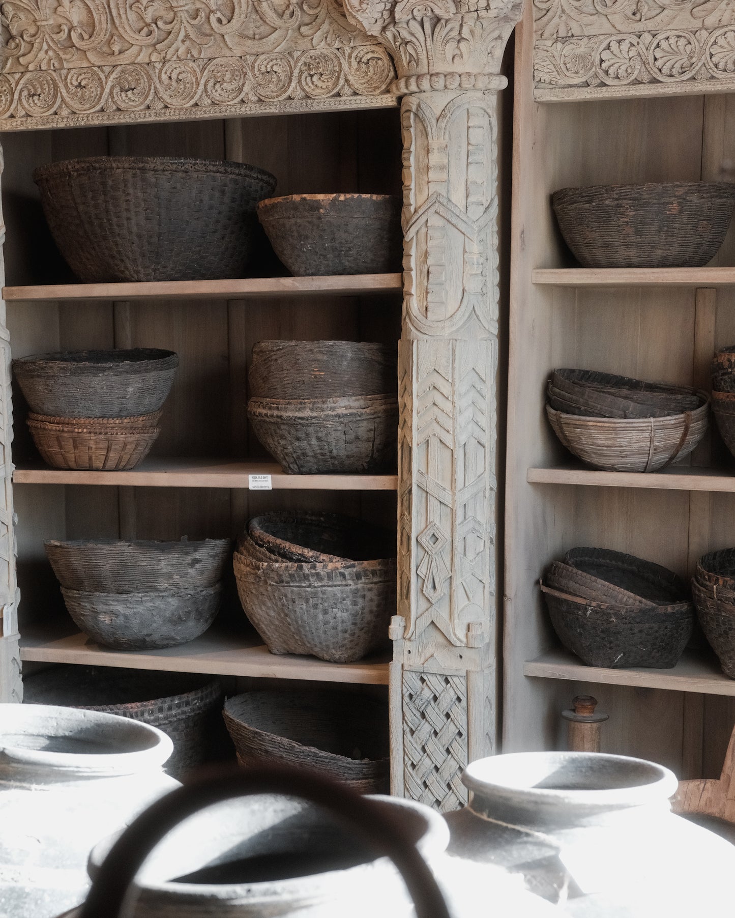 Vintage Indian Woven Mud Basket