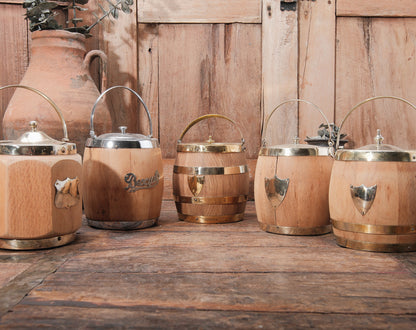 Vintage English Oak Biscuit Barrel