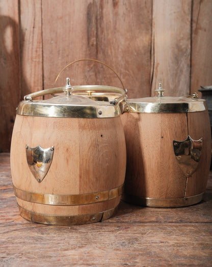 Vintage English Oak Biscuit Barrel