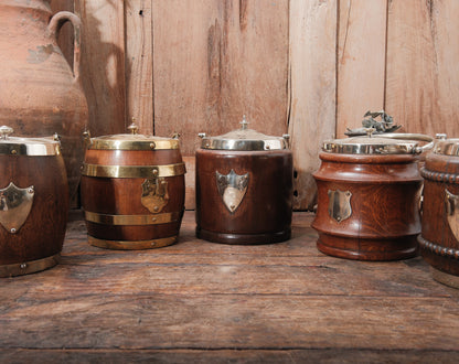 Vintage English Oak Biscuit Barrel