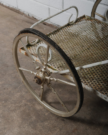 Early 20th Century French Wrought Iron & Mesh Bar Cart