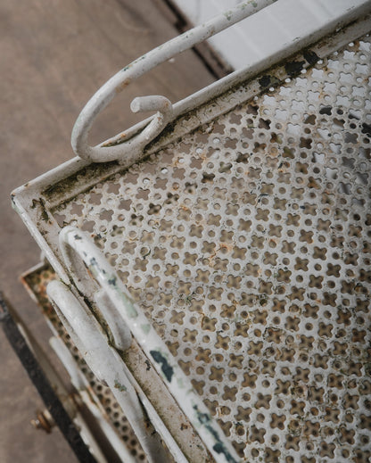 Early 20th Century French Wrought Iron & Mesh Bar Cart