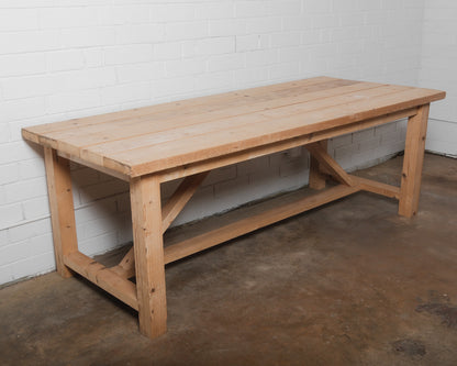 Rustic Farmhouse Pine Table Workbench