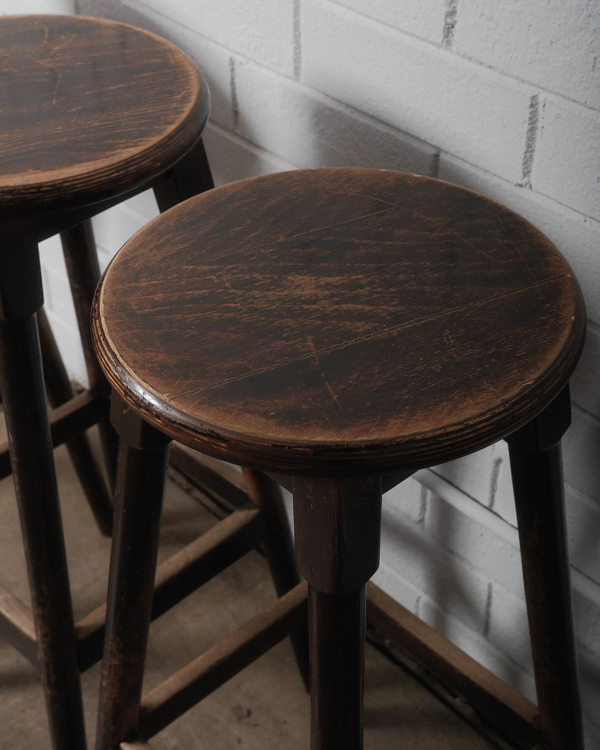 Set of Four Vintage Wooden Bar Stools