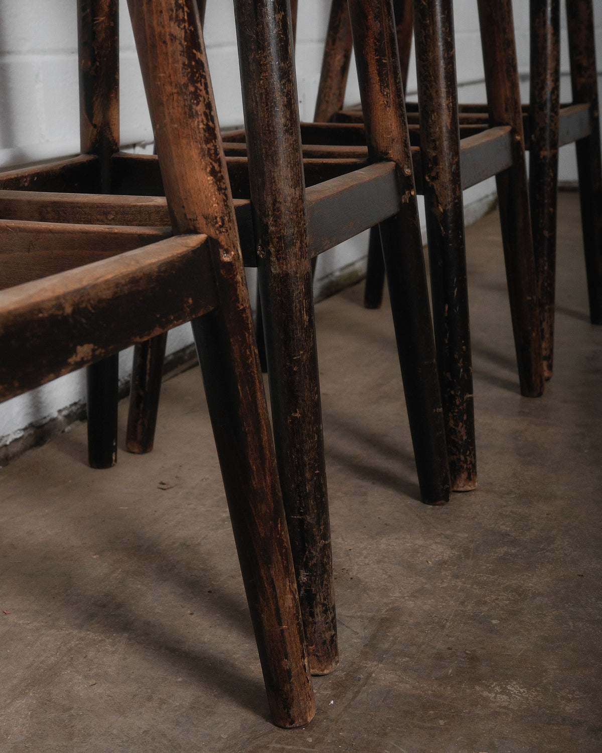 Set of Four Vintage Wooden Bar Stools