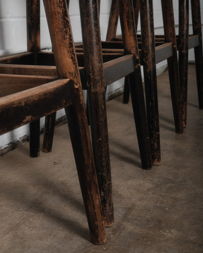 Set of Four Vintage Wooden Bar Stools