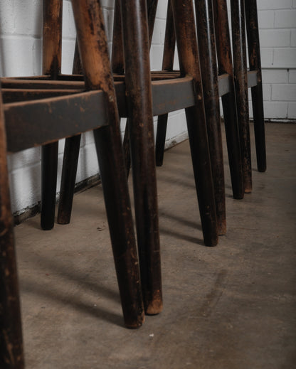 Set of Four Vintage Wooden Bar Stools