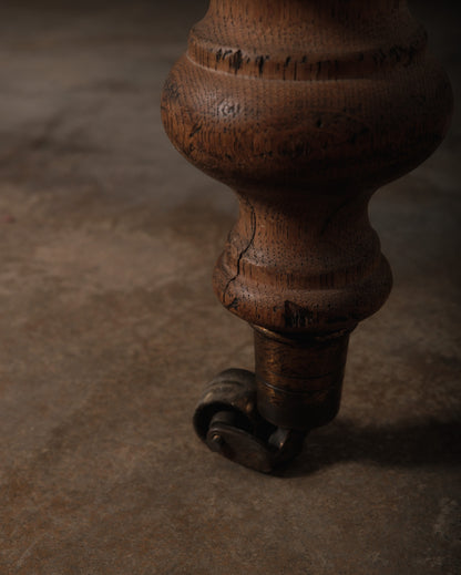 19th Century French Provincial Oak Dining Table with Carved Details and Casters
