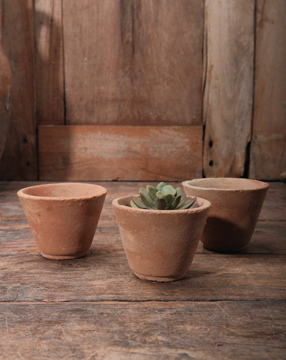 Vintage Tiny Terracotta Wabi-Sabi Clay Pots